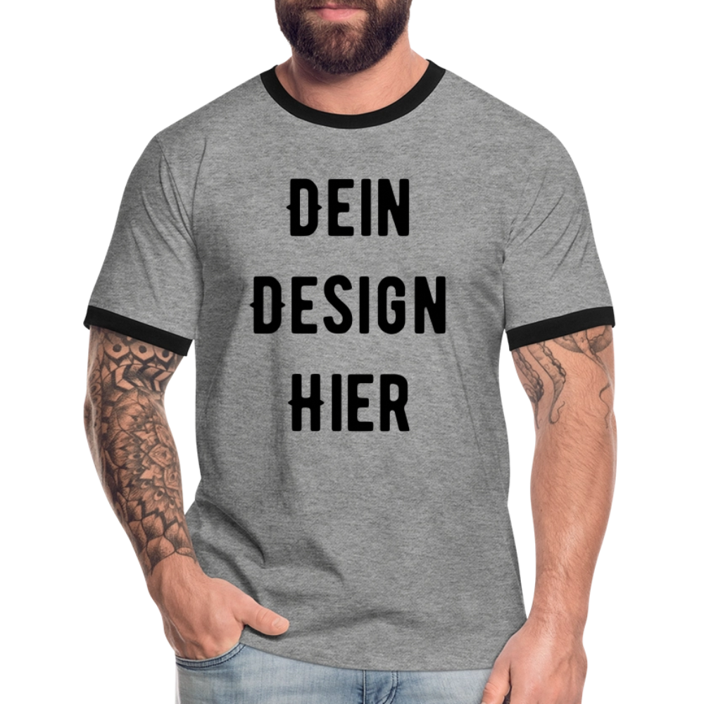 Männer Kontrast-T-Shirt - Grau meliert/Schwarz