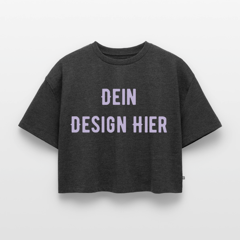 Frauen Premium Oversized Bio Cropped T-Shirt - Anthrazit meliert