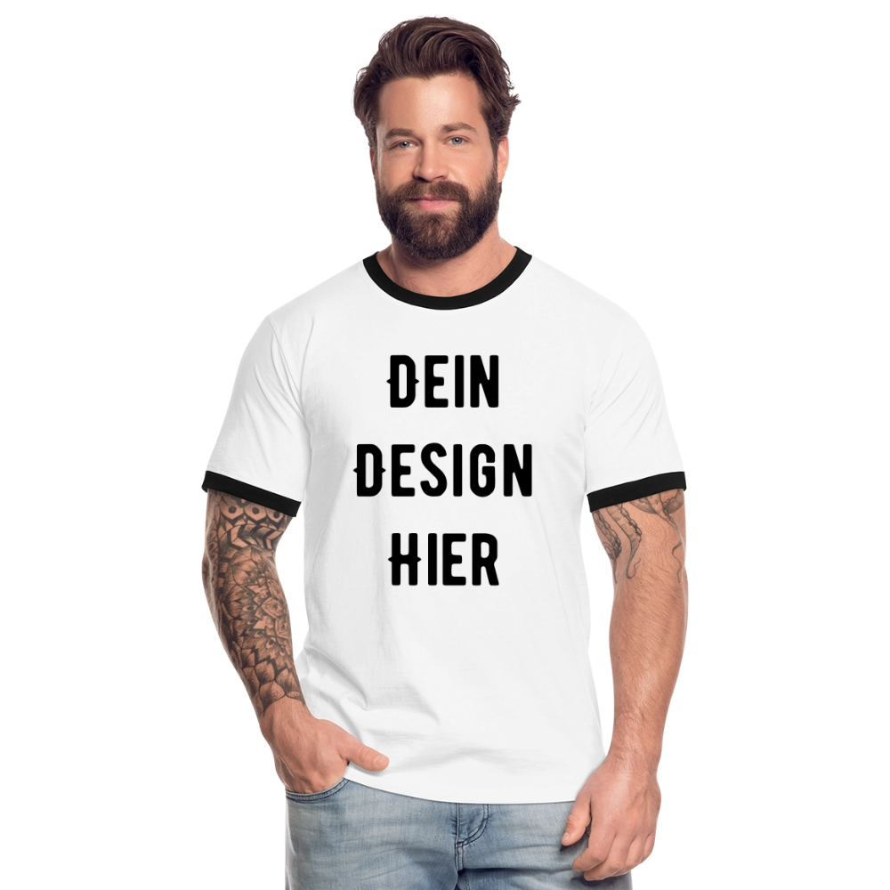Männer Kontrast-T-Shirt - Weiß/Schwarz