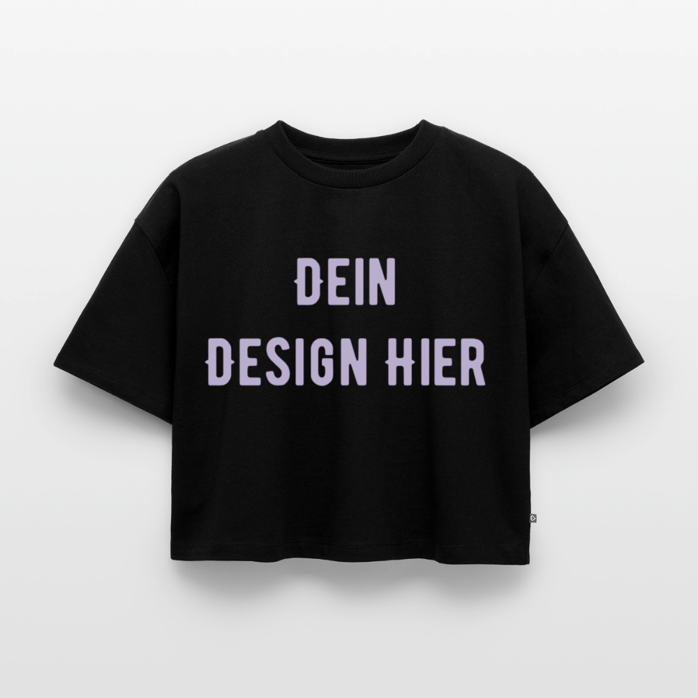 Frauen Premium Oversized Bio Cropped T-Shirt - Schwarz