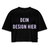 Frauen Premium Oversized Bio Cropped T-Shirt - Schwarz