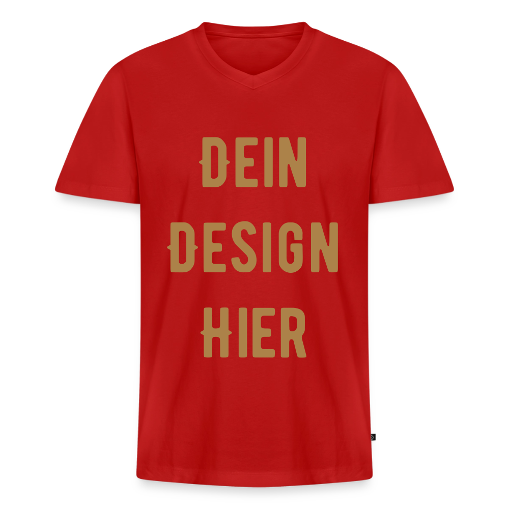 Männer Bio-T-Shirt mit V-Ausschnitt - Rot