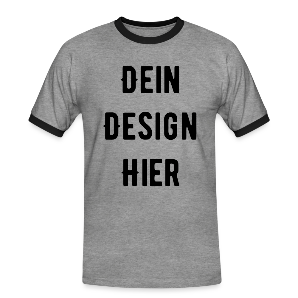 Männer Kontrast-T-Shirt - Grau meliert/Schwarz