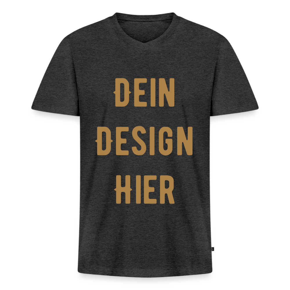Männer Bio-T-Shirt mit V-Ausschnitt - Anthrazit meliert