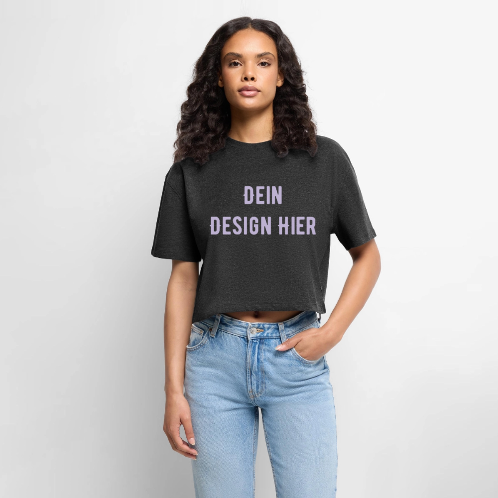 Frauen Premium Oversized Bio Cropped T-Shirt - Anthrazit meliert