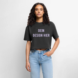 Frauen Premium Oversized Bio Cropped T-Shirt - Anthrazit meliert