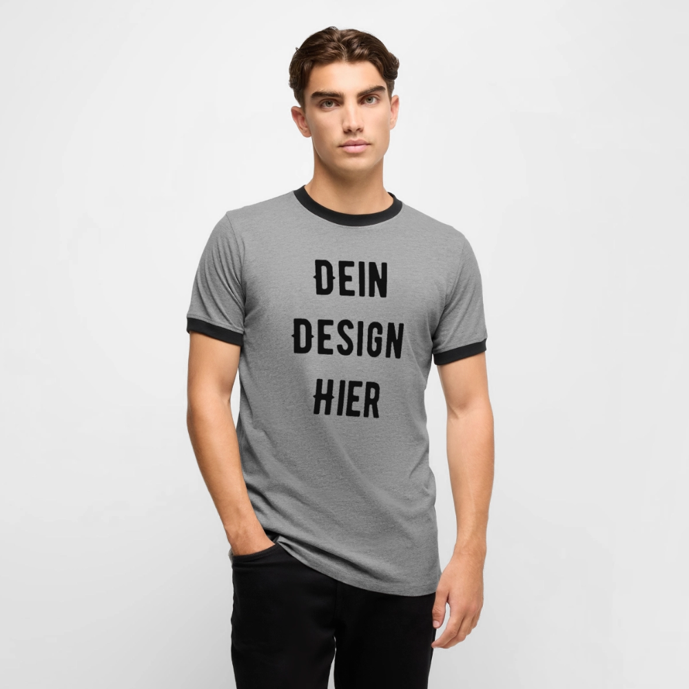 Männer Kontrast-T-Shirt - Grau meliert/Schwarz