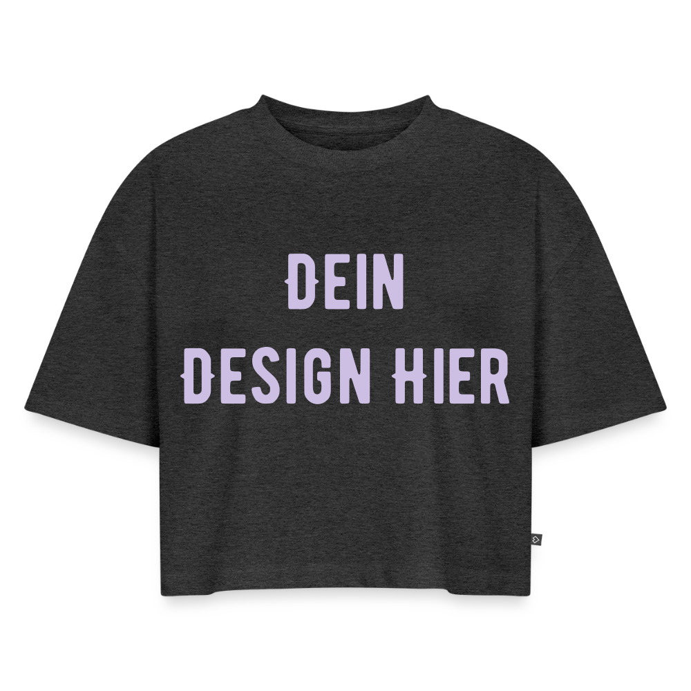 Frauen Premium Oversized Bio Cropped T-Shirt - Anthrazit meliert