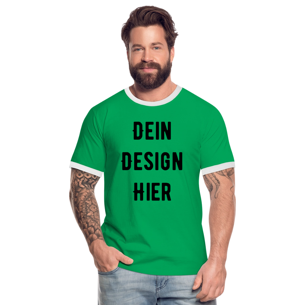 Männer Kontrast-T-Shirt - Kelly Green/Weiß