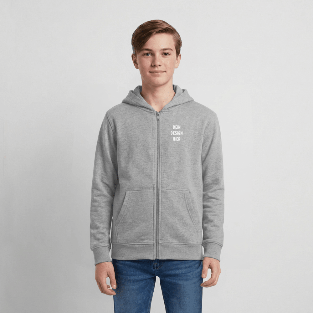 Bio Teenager Kapuzenjacke - Grau meliert