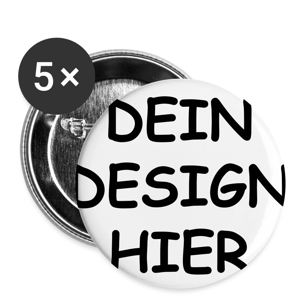 Buttons groß 56 mm (5er Pack) - Weiß