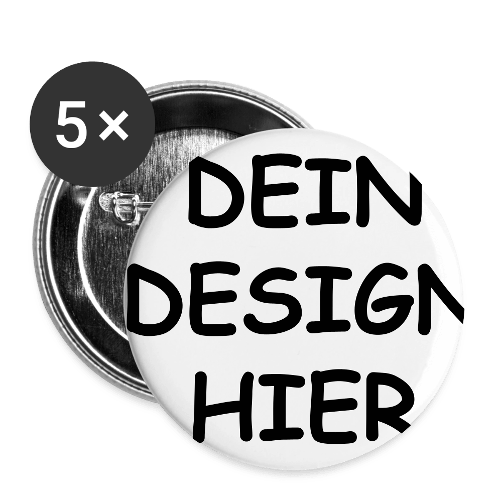Buttons klein 25 mm (5er Pack) - Weiß