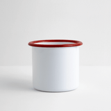 Emaille-Tasse - Weiß/Rot