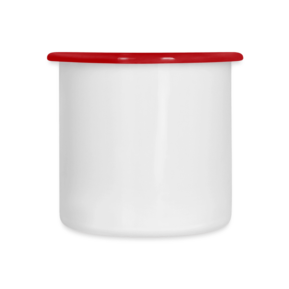 Emaille-Tasse - Weiß/Rot