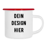 Emaille-Tasse - Weiß/Rot