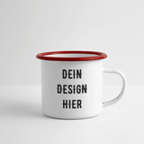 Emaille-Tasse - Weiß/Rot