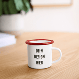 Emaille-Tasse - Weiß/Rot