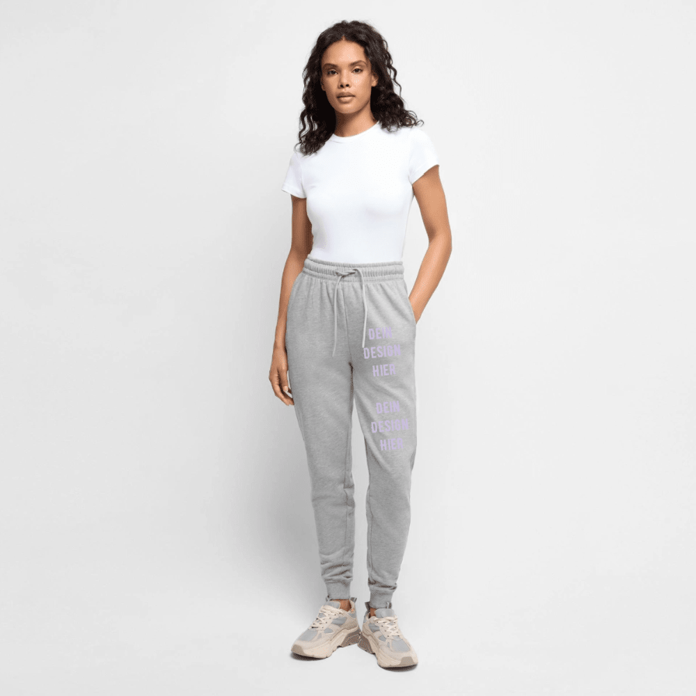 Frauen Premium Bio Jogginghose - Grau meliert