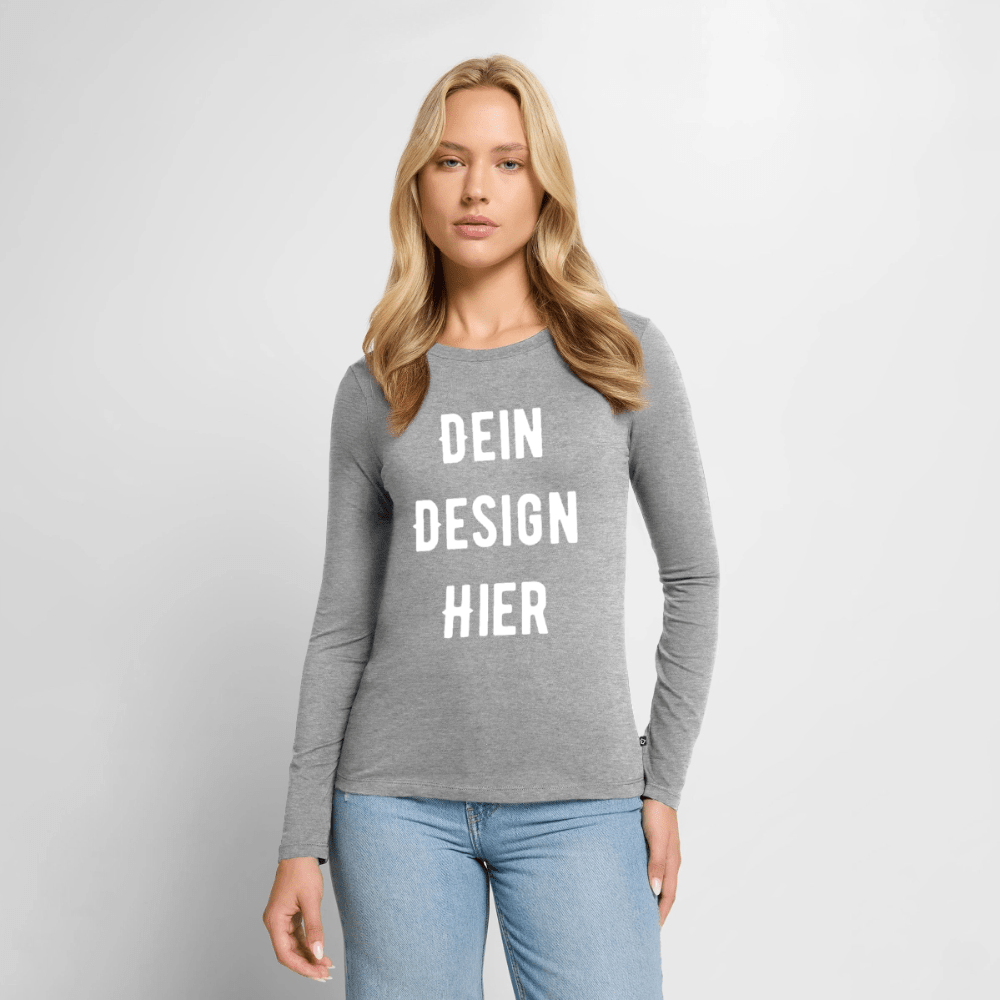 Frauen Premium Bio Langarmshirt - Grau meliert