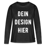 Frauen Premium Bio Langarmshirt - Anthrazit meliert