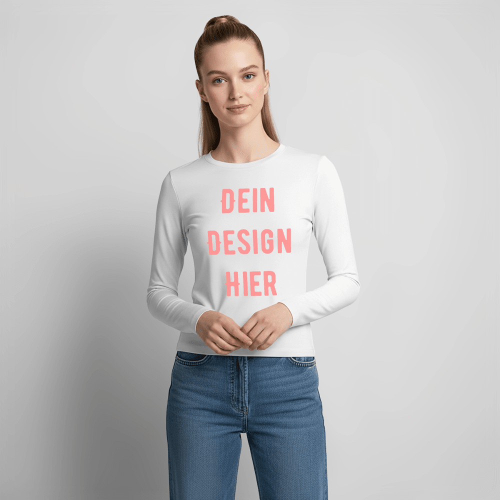 Frauen Slim Fit Langarmshirt - Weiß