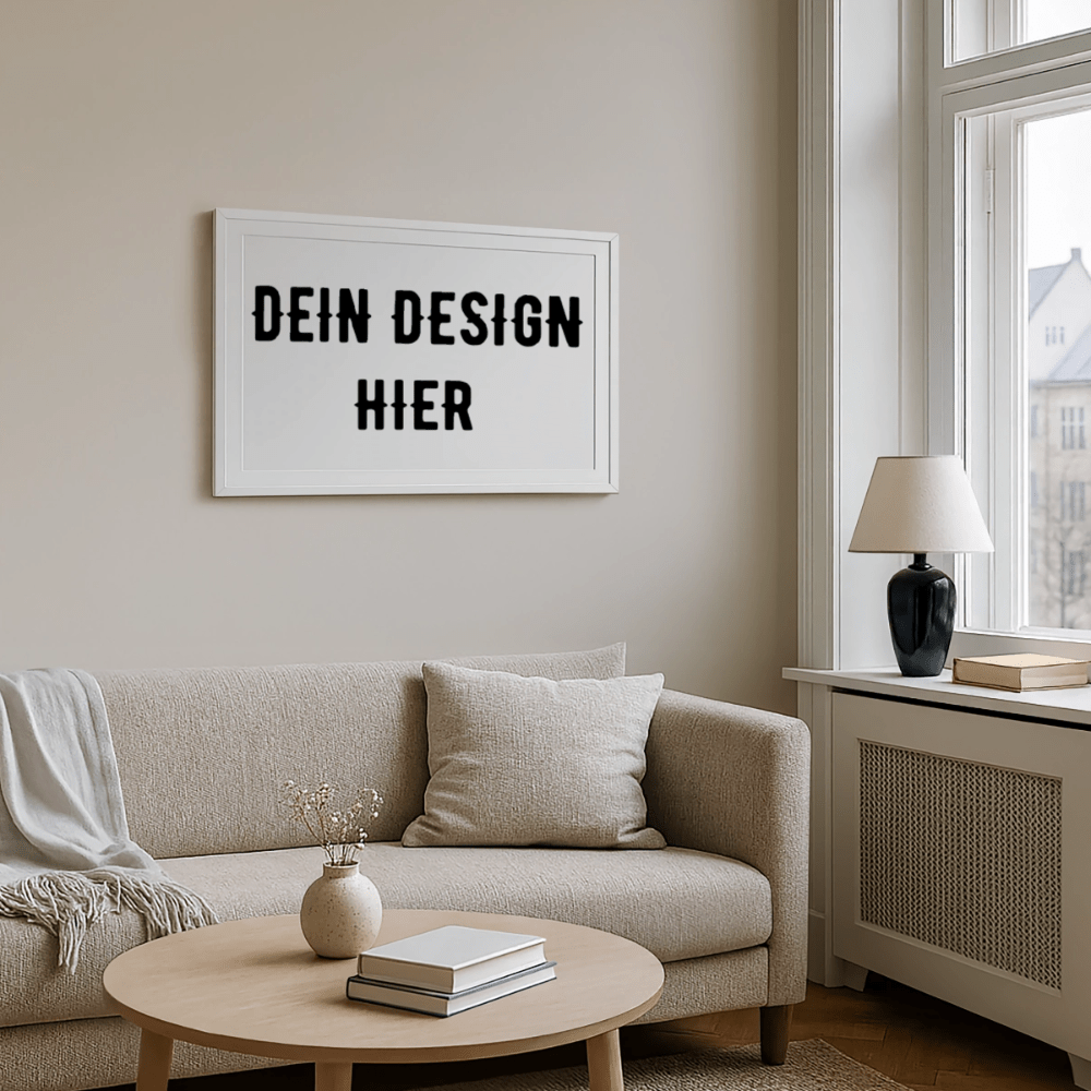 Gerahmtes Poster (69 × 49 cm) - Weiß