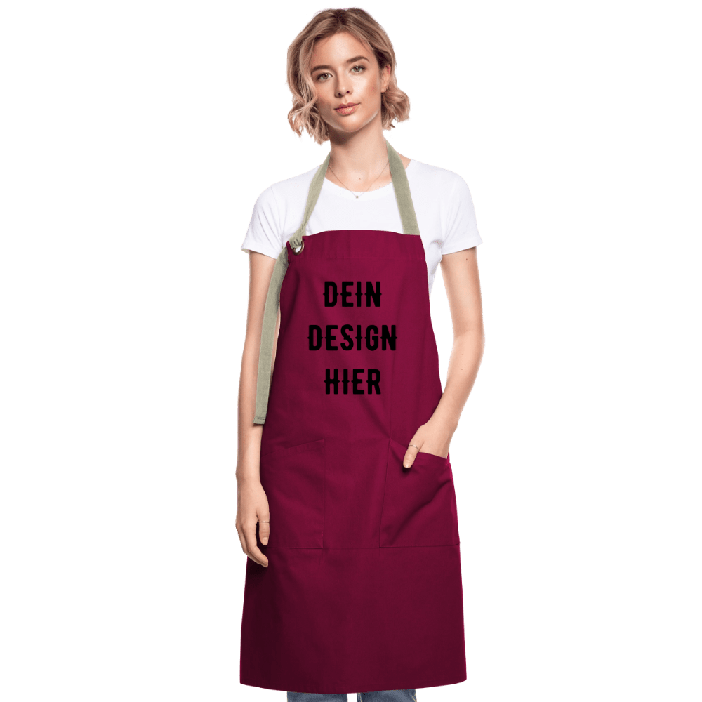 Kontrastschürze - Burgunderrot / Sandfarben
