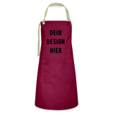 Kontrastschürze - Burgunderrot / Sandfarben