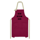 Kontrastschürze - Burgunderrot / Sandfarben