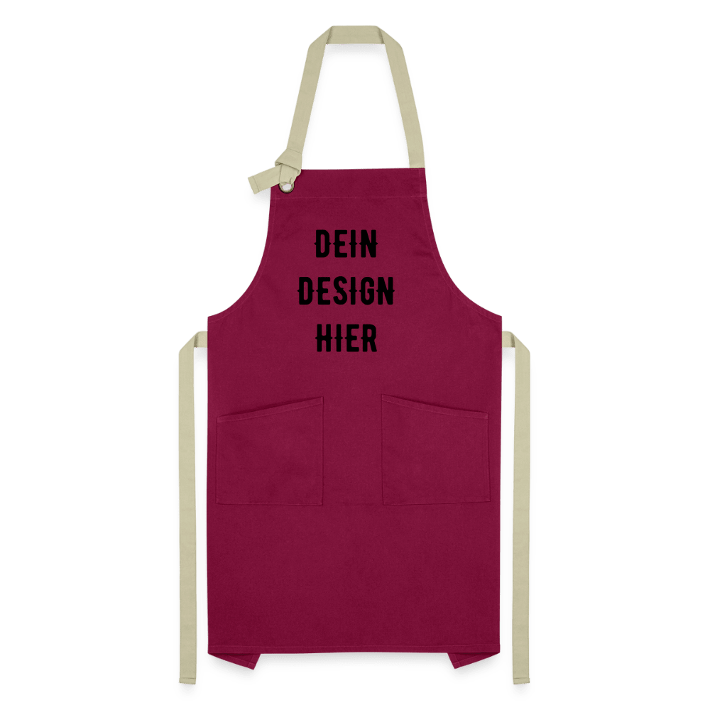 Kontrastschürze - Burgunderrot / Sandfarben