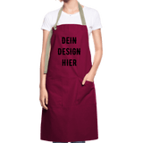 Kontrastschürze - Burgunderrot / Sandfarben