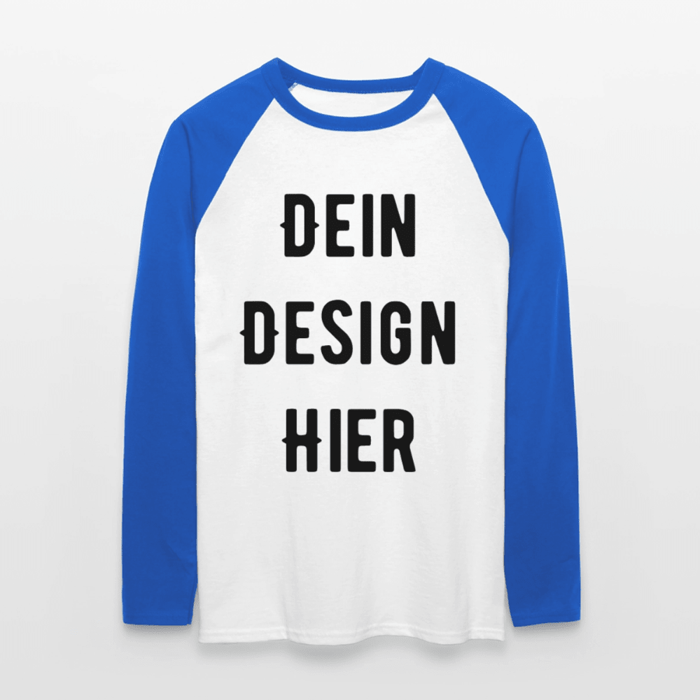 Männer Baseballshirt langarm - Weiß/Royalblau