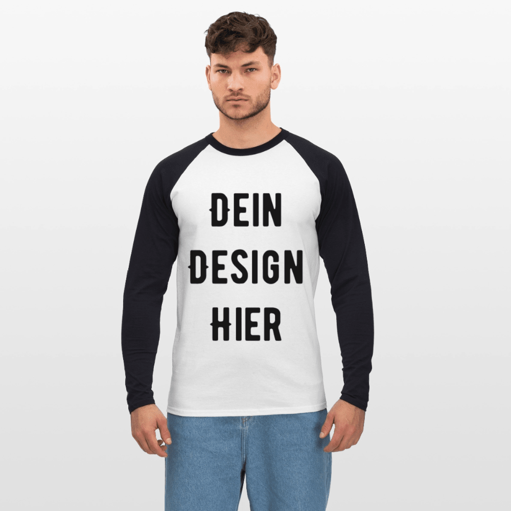 Männer Baseballshirt langarm - Weiß/Schwarz