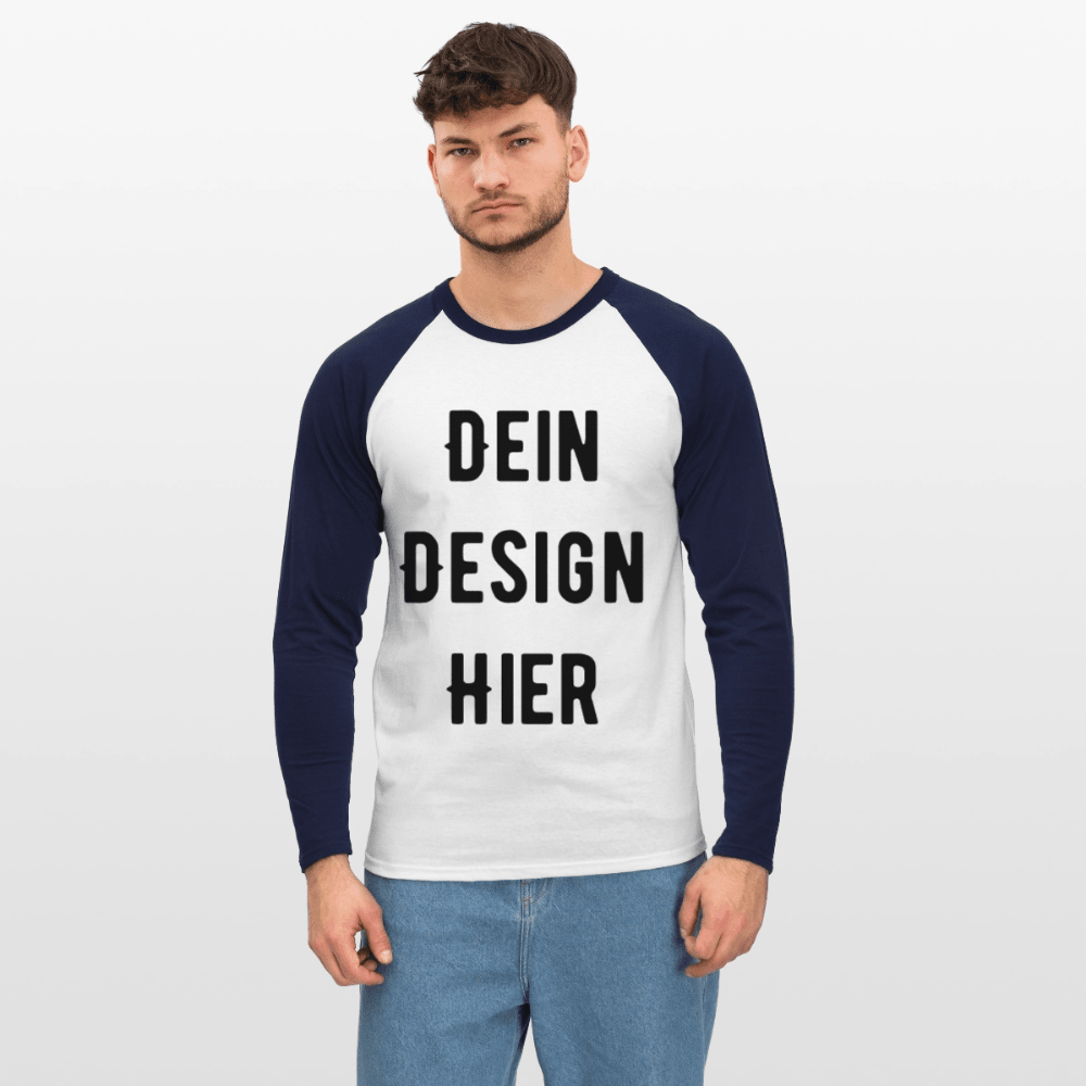 Männer Baseballshirt langarm - Weiß/Navy