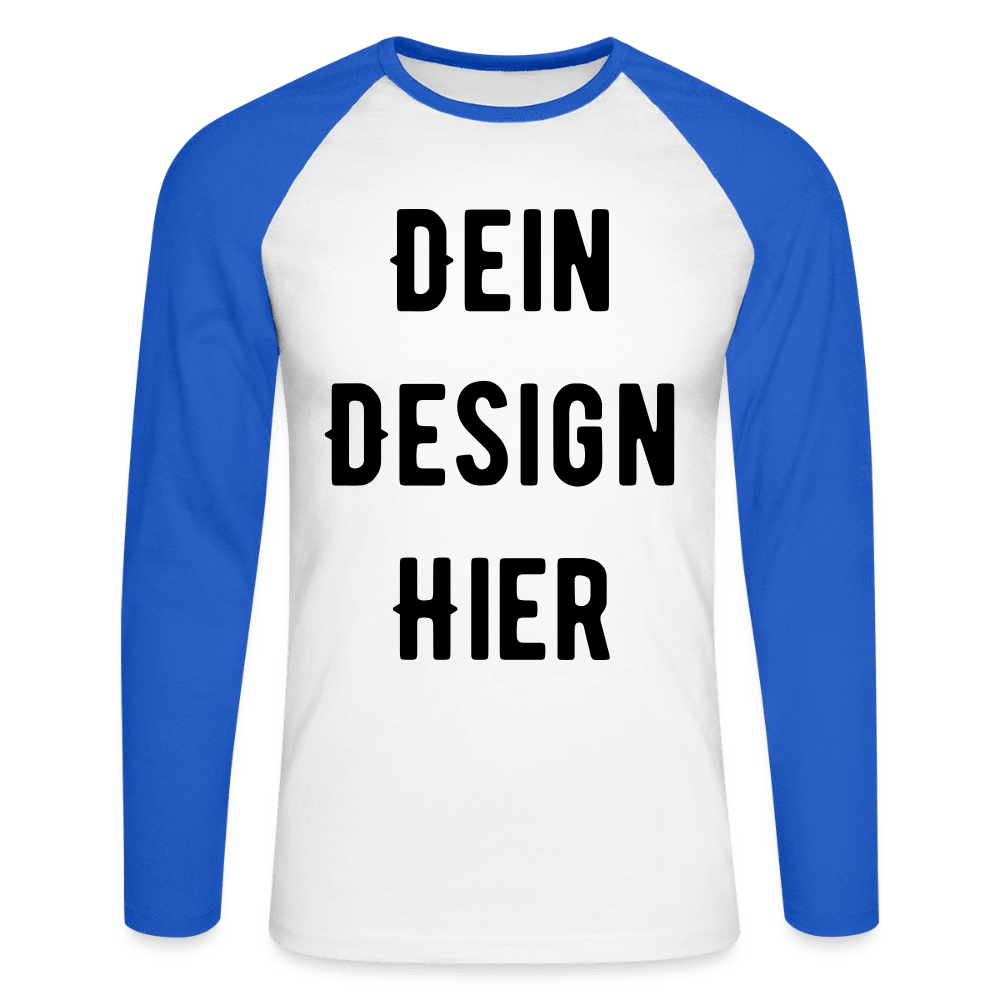 Männer Baseballshirt langarm - Weiß/Royalblau