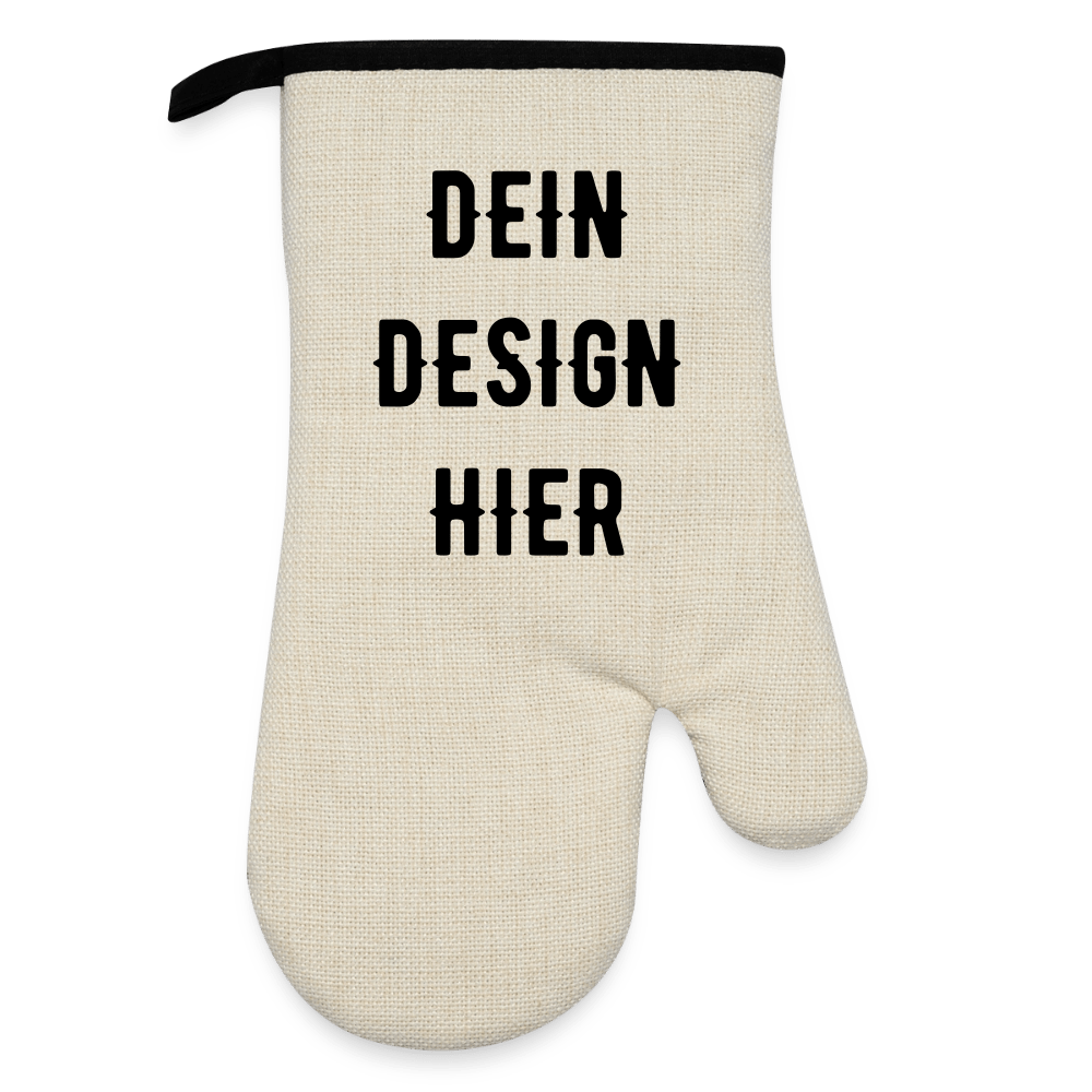 Ofenhandschuh mit Gummibeschichtung - Leinen/Schwarz 