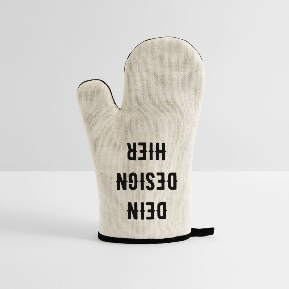 Ofenhandschuh mit Gummibeschichtung - Leinen/Schwarz 