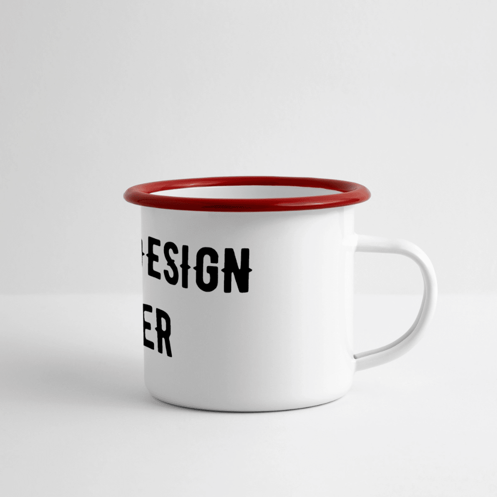 Panorama Emaille-Tasse - Weiß/Rot