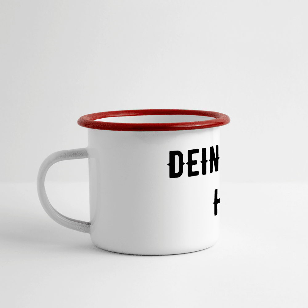 Panorama Emaille-Tasse - Weiß/Rot