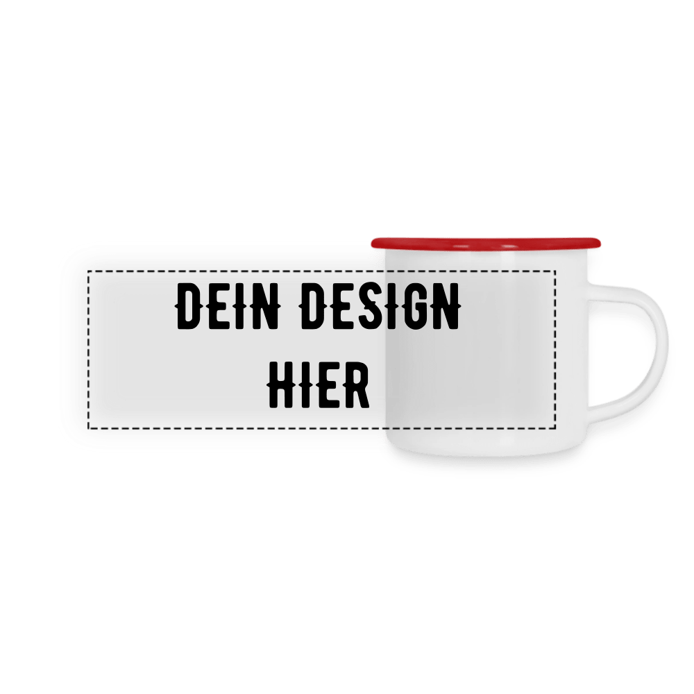 Panorama Emaille-Tasse - Weiß/Rot