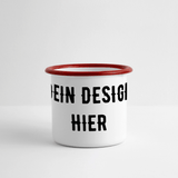 Panorama Emaille-Tasse - Weiß/Rot