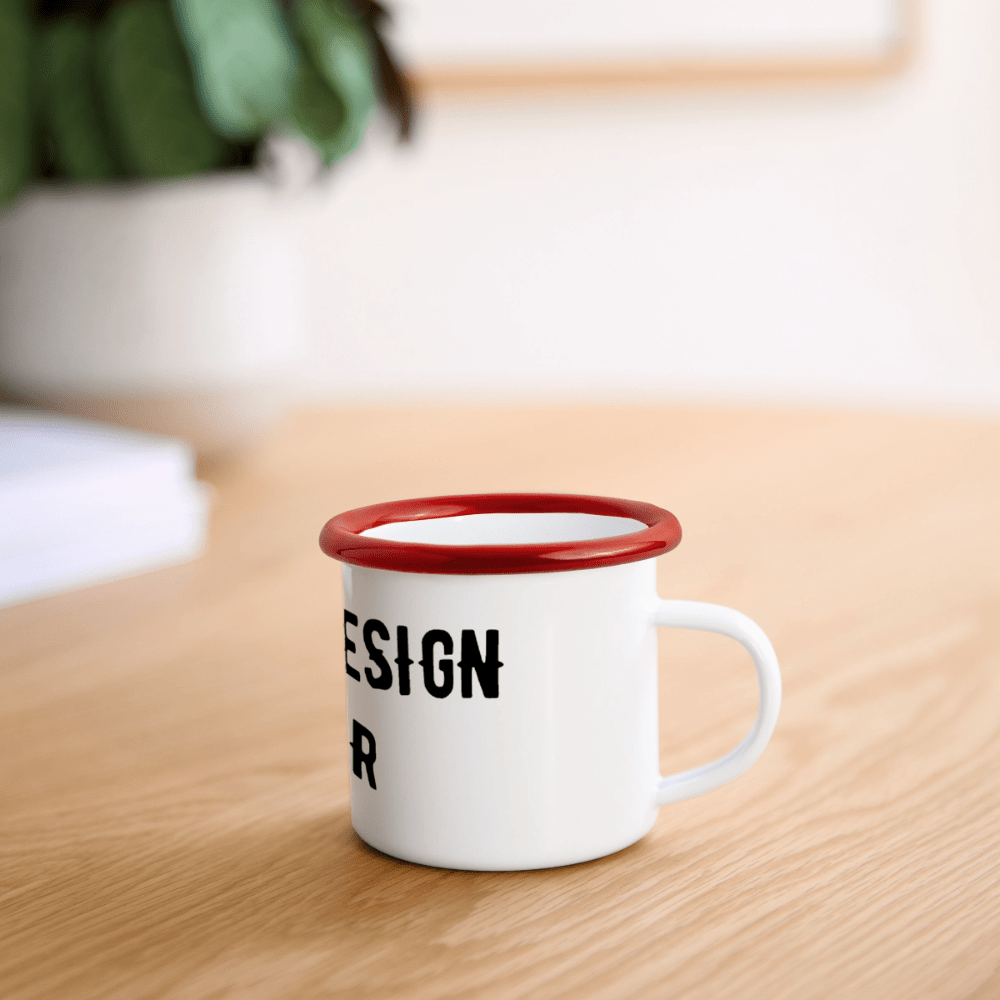 Panorama Emaille-Tasse - Weiß/Rot