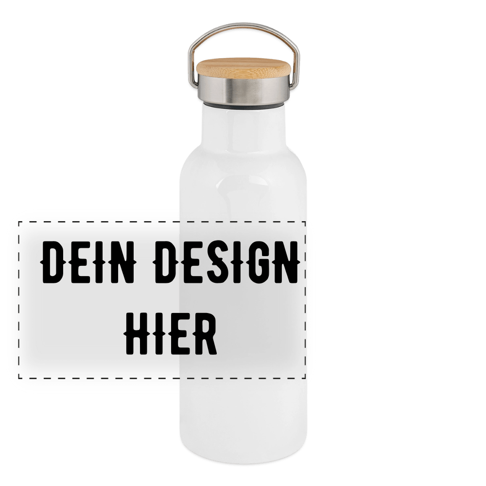 Panorama Thermosflasche mit Bambusdeckel - Weiß
