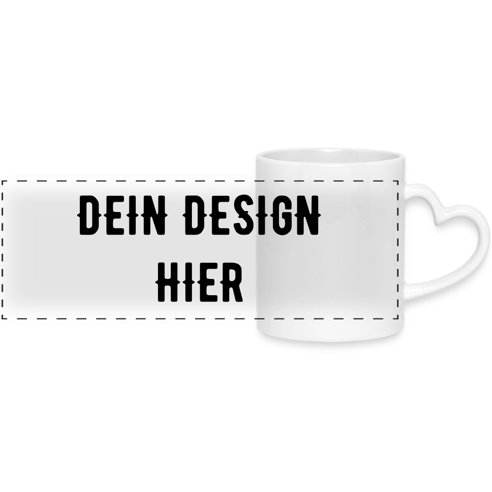 Panoramatasse mit Herzhenkel - Weiß
