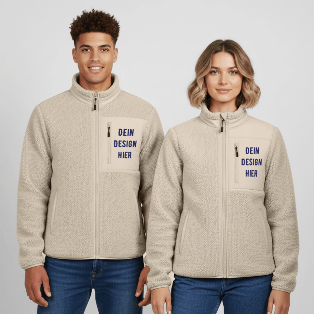 RELAXED FIT Unisex Sherpajacke von Stanley/Stella - Beige