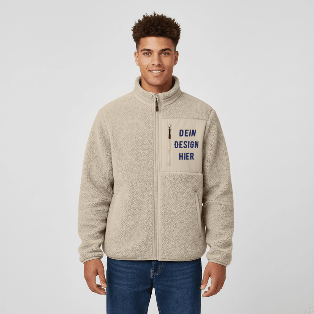 RELAXED FIT Unisex Sherpajacke von Stanley/Stella - Beige