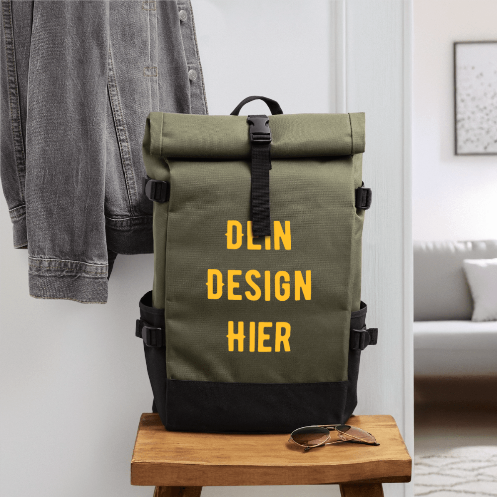 Rolltop Rucksack - Olive/Schwarz