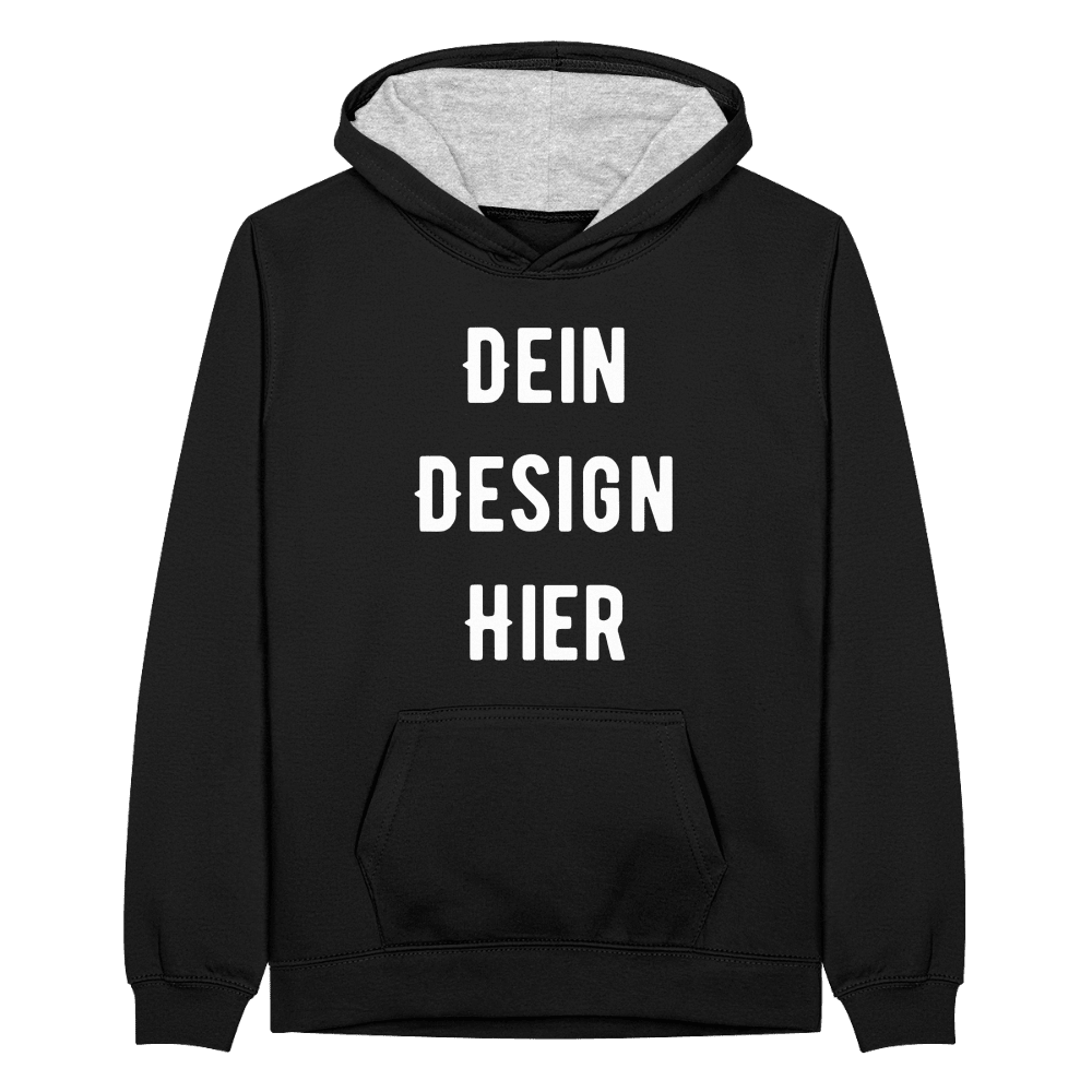 Teenager Kontrast-Hoodie - Schwarz/Grau meliert