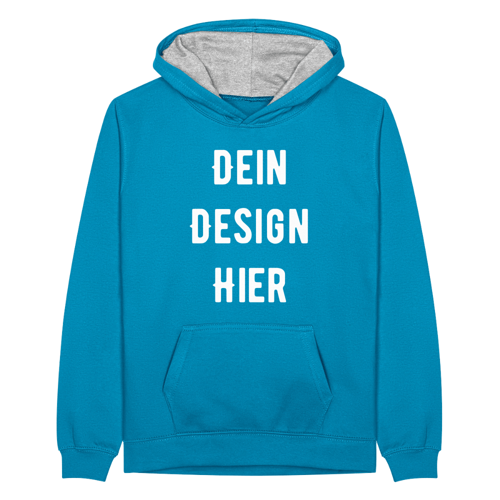 Teenager Kontrast-Hoodie - Pfauenblau/Grau meliert