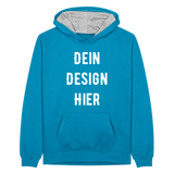 Teenager Kontrast-Hoodie - Pfauenblau/Grau meliert